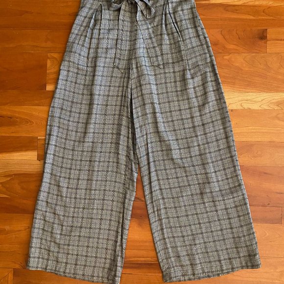 AE AMERICAN EAGLE PLAID WIDE LEG PAPER BAG WAIST PANTS SIZE medium - Picture 2 of 5